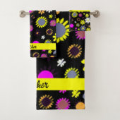 黒モダンフローラ バスタオルセット (インサイチュ)