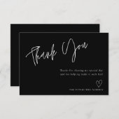 黒モダンブライダルシャワーサンキューカード サンキューカード (正面/裏面)