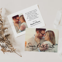 黒モダンブラシ付きスクリプ結婚トの写真 案内状