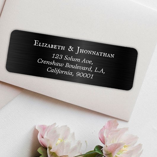 黒モダンブラシ付きメタルエレガントホワイトネーム ラベル