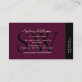 黒モダンブルゴーニュ白大型モノグラムエレガント 名刺 (裏面)