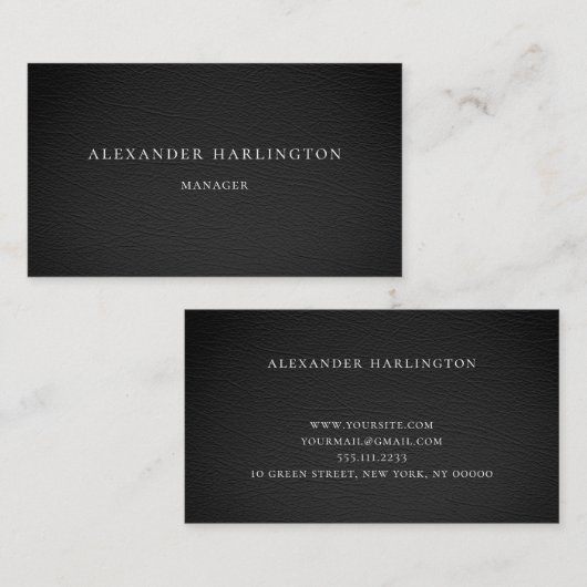 黒モダンプロフェッショナルカード男性シンプル 名刺 (正面/裏面)