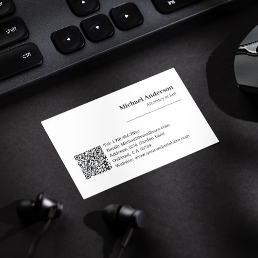 黒モダンプロフェッショナル弁護士QRコード 名刺