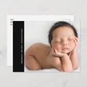 黒モダンベビー写真誕生のお知らせ 案内ポストカード (正面/裏面)
