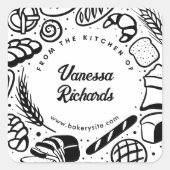 黒モダンベーカリーキッ縁どチンCookieラベル スクエアシール (正面)