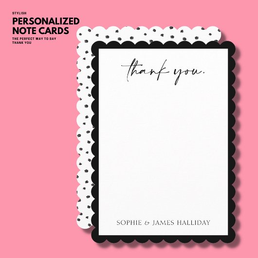 黒モダンホタテ結婚プのサンキューカード サンキューカード