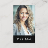 黒モダンミニマカスタムリスト写真垂直 名刺 (正面)