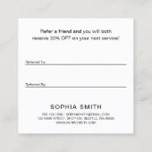 黒モダンミニマルいシンプル顧客 紹介カード (裏面)
