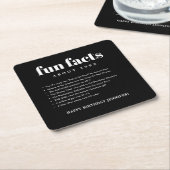 黒モダンミニマルおもしろい・ファクト誕生日年 スクエアペーパーコースター (アングル)