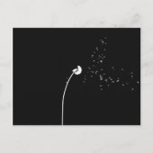 黒モダンミニマルと白のタンポポ花 ポストカード (正面)