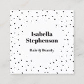 黒モダンミニマルと白のドットトレンディー スクエア名刺 (正面)