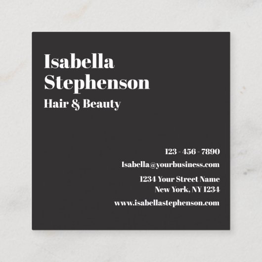 黒モダンミニマルと白のドットトレンディー スクエア名刺 (裏面)