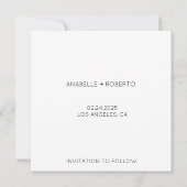 黒モダンミニマルと白のハート写真 セーブザデート (裏面)