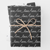 黒モダンミニマルと白のバレンタイン ラッピングペーパーシート (インサイチュ)