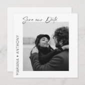 黒モダンミニマルと白の写真 セーブザデート (正面/裏面)