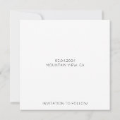 黒モダンミニマルと白の写真 セーブザデート (裏面)