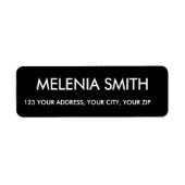 黒モダンミニマルエレガント差出人住所 ラベル (正面)