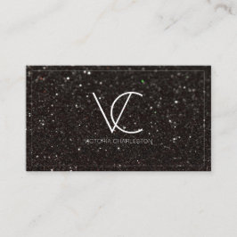 黒モダンミニマルグリッター 名刺