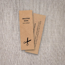 黒モダンミニマルシザークラフト紙ヘア スキニー名刺