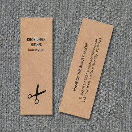 黒モダンミニマルシザークラフト紙ヘア スキニー名刺