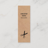 黒モダンミニマルシザークラフト紙ヘア スキニー名刺 (正面)