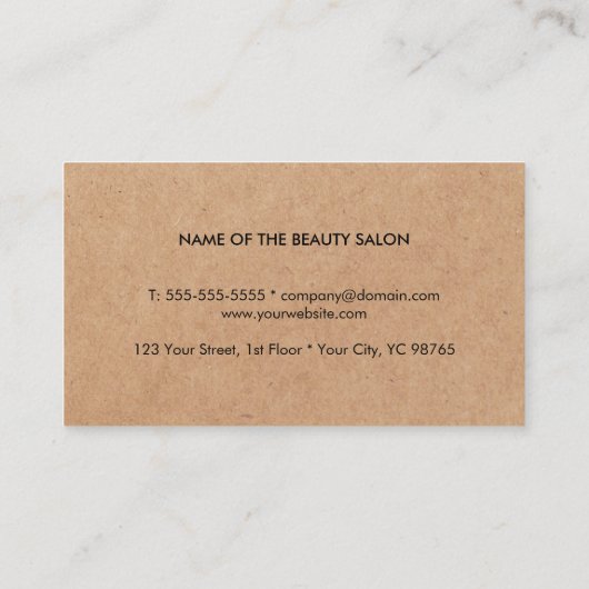 黒モダンミニマルシザークラフト紙ヘア 名刺 (裏面)