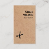 黒モダンミニマルシザークラフト紙ヘア 名刺 (正面)