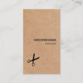 黒モダンミニマルシザークラフト紙ヘア 名刺 (正面)