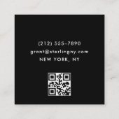 黒モダンミニマルタイポグラフィQRコード スクエア名刺 (裏面)