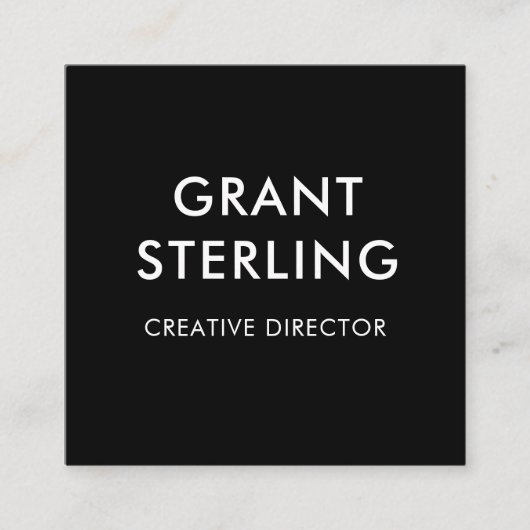 黒モダンミニマルタイポグラフィQRコード スクエア名刺 (正面)