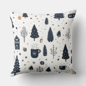 黒モダンミニマルニュートラルクリスマスホリデー クッション (裏面)