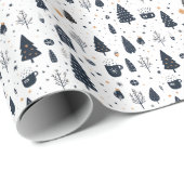 黒モダンミニマルニュートラルクリスマスホリデー ラッピングペーパー (ロールコーナー)