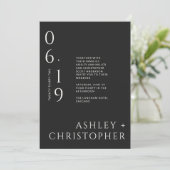 黒モダンミニマルノワール分割日結婚付 招待状 (スタンド正面)