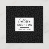 黒モダンミニマルヒョウ印刷 スクエア名刺 (正面)