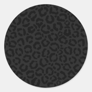 黒モダンミニマルヒョウ印刷 ラウンドシール