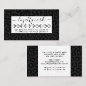 黒モダンミニマルヒョウ印刷 ロイヤリティカード (正面/裏面)