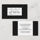 黒モダンミニマルヒョウ印刷 紹介カード (正面/裏面)