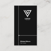 黒モダンミニマル企業のリスト 名刺 (正面)