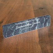 黒モダンミニマル大理石クラシック製パーソナライズされた品 デスクネームプレート (側面)