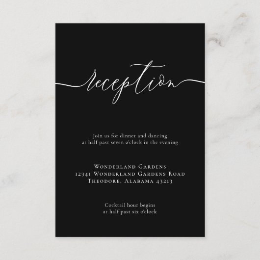 黒モダンミニマル婚披露宴詳細 エンクロージャーカード (正面)