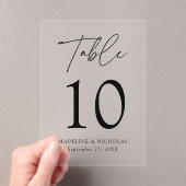 黒モダンミニマル字アクリルテーブル番号 アクリル招待状 (インサイチュ (ポータブル))