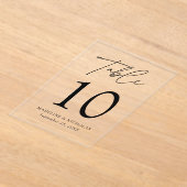 黒モダンミニマル字アクリルテーブル番号 アクリル招待状 (レイダウン)