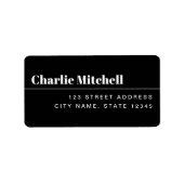 黒モダンミニマル差出人住所 ラベル (正面)