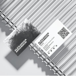 黒モダンミニマル木炭スキャン可能 名刺