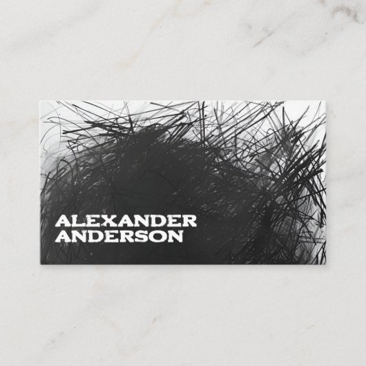 黒モダンミニマル木炭スキャン可能 名刺 (正面)