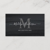 黒モダンミニマル濃いグレーのブラシストローク 名刺 (正面)