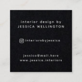 黒モダンミニマル灰色モノグラム内装デザイン スクエア名刺 (裏面)