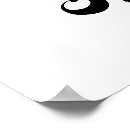 黒モダンミニマル白の円抽象芸術 ポスター (角)