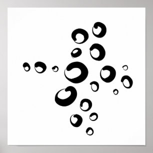 黒モダンミニマル白の円抽象芸術 ポスター