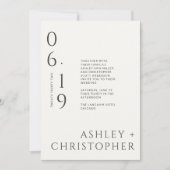 黒モダンミニマル白の分割日結婚付 招待状 (正面)